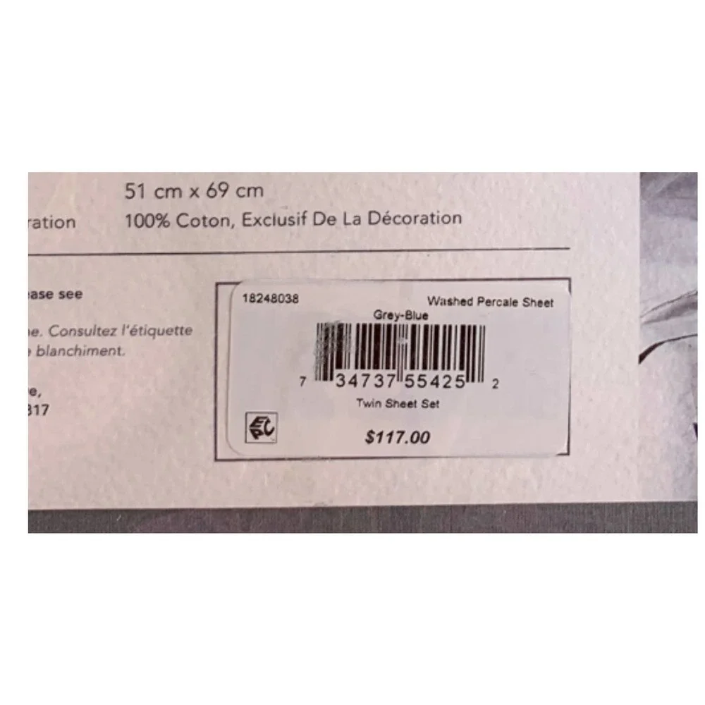 Splendid Home Washed Percale Sheet Set, Twin,